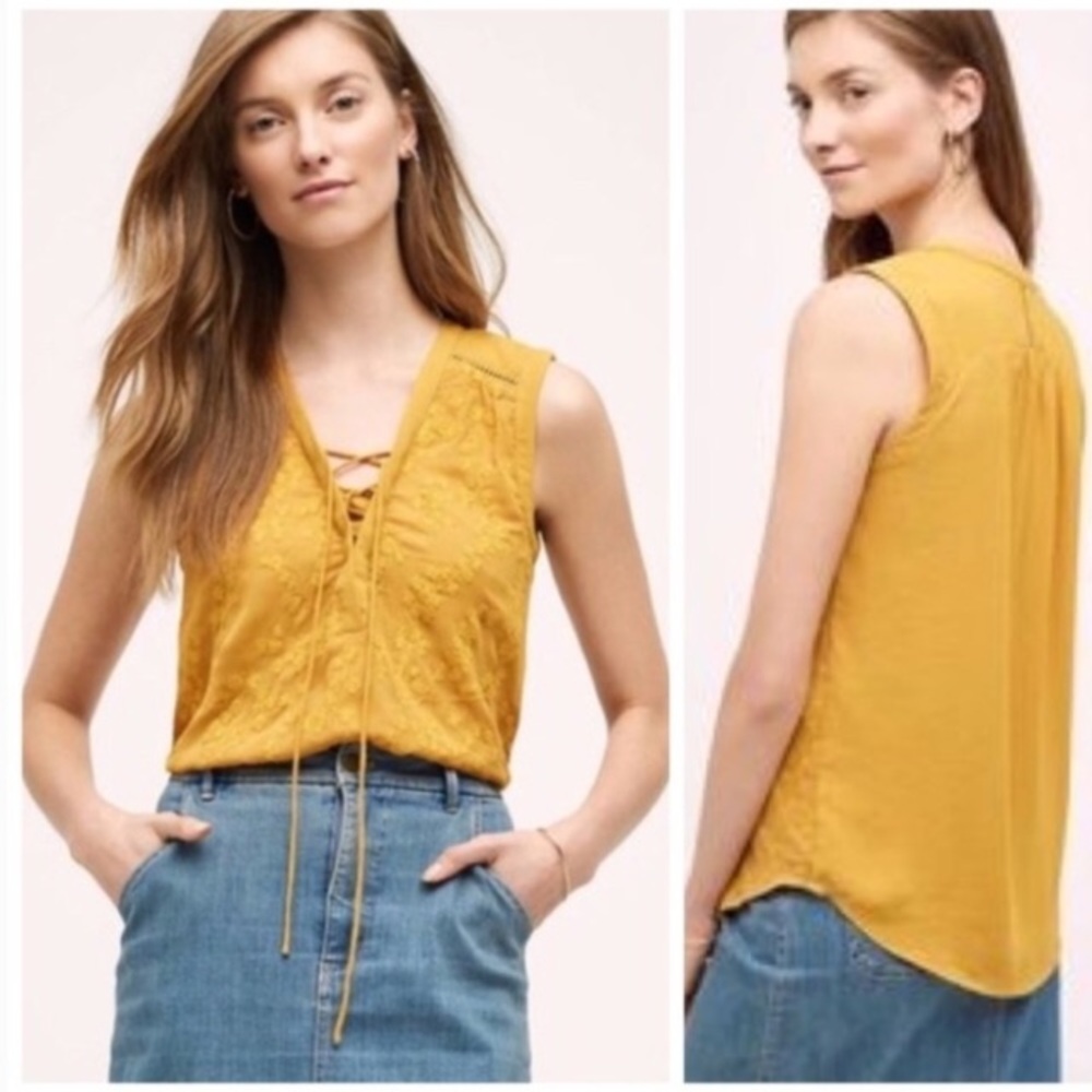 Anthropologie mustard top